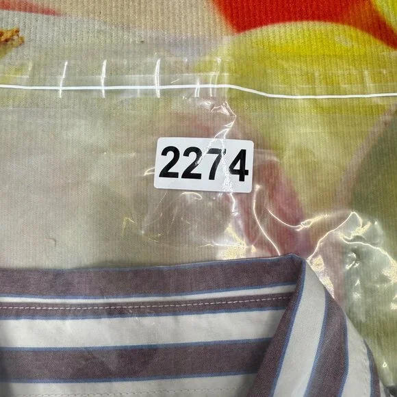 American Eagle Mens Size M Classic Fit Striped Long Sleeve Button-Down Shirt - Picture 7 of 7